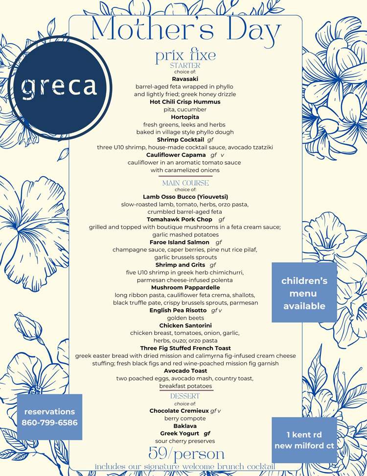 mothers day menu