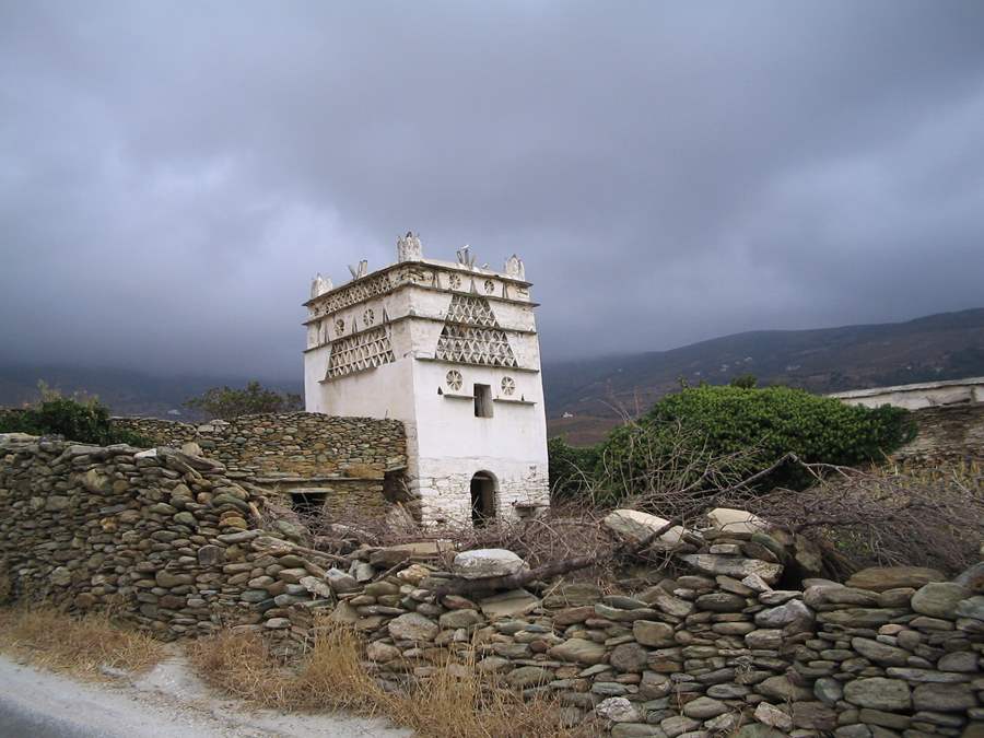 Dovecotes dot the landscape on Andros.