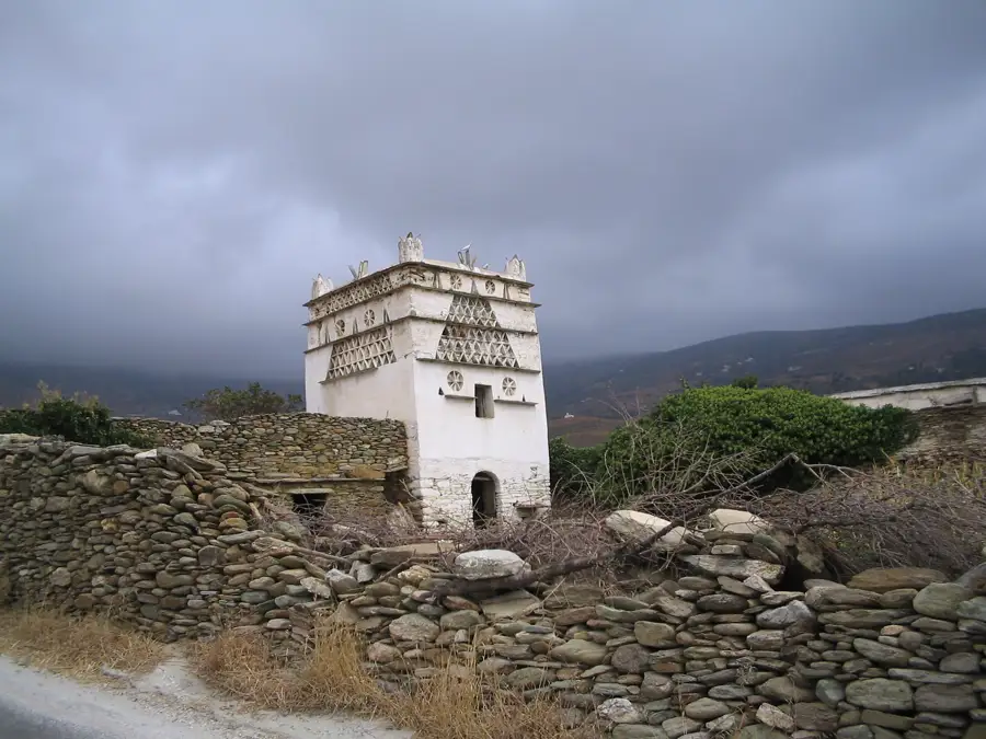 Dovecotes dot the landscape on Andros.
