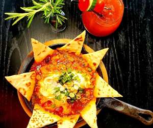 Brunch - Shakshouka (eggs cooked in spicy tomato sauce)