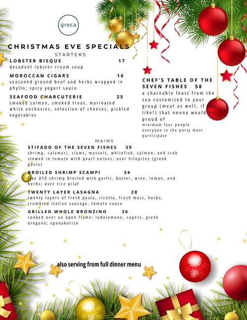 Christmas Eve menu